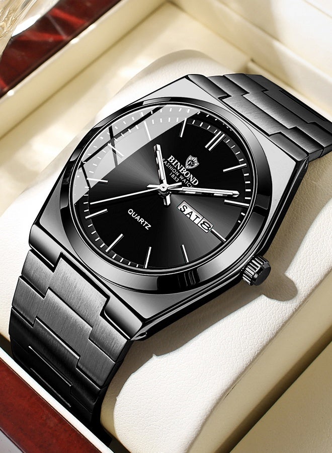 بينبوند ساعة رجالية فاخرة من أفضل الماركات، ساعات كوارتز أصلية للرجال، مقاومة للماء، مزودة بتقويم وعرض للأسبوع، مصنوعة من الفولاذ المقاوم للصدأ. - Image 2